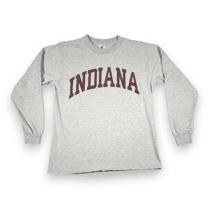 Vintage Indiana Hoosiers Shirt Adult MEDIUM Gray Spell Out Collegiate NCAA 90s
